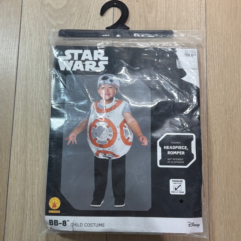 Star Wars BB-8 Child Costume Rubies Toddler 3T-4T Romper Headpiece Set NEW